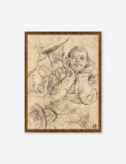 Four Studies Of Heads Wall Art By Annibale Carracci