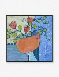 Three Flowers In Orange Vase Print By Jill Krasner
