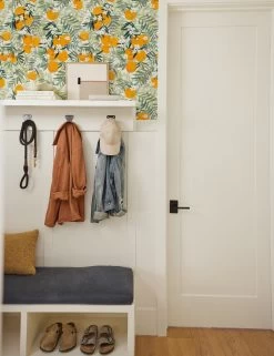 Orange Blossom Peel + Stick Wallpaper -Wall Decoration Shop RMK12199R MudRoomVignette2 5733