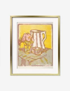 Still Life With Pitcher And Flowers Print By Ernst Ludwig Kirchner 13 Still Life With Pitcher And Flowers Print By Ernst Ludwig Kirchner -Wall Decoration Shop StillLifewithPitcherandFlowersGoldMatted