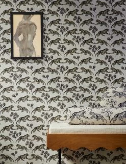 Tiger Grasscloth Wallpaper By Sarah Sherman Samuel -Wall Decoration Shop TigerGrassclothWallpaper Ivory A0655823 6344 SITECROP STUDIOLIFESTYLE